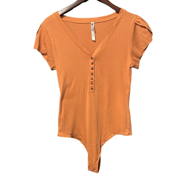 Free People Intimates Mia V-Neck Puff Sleeve Thong Bodysuit Size M - Picture 4 of 5